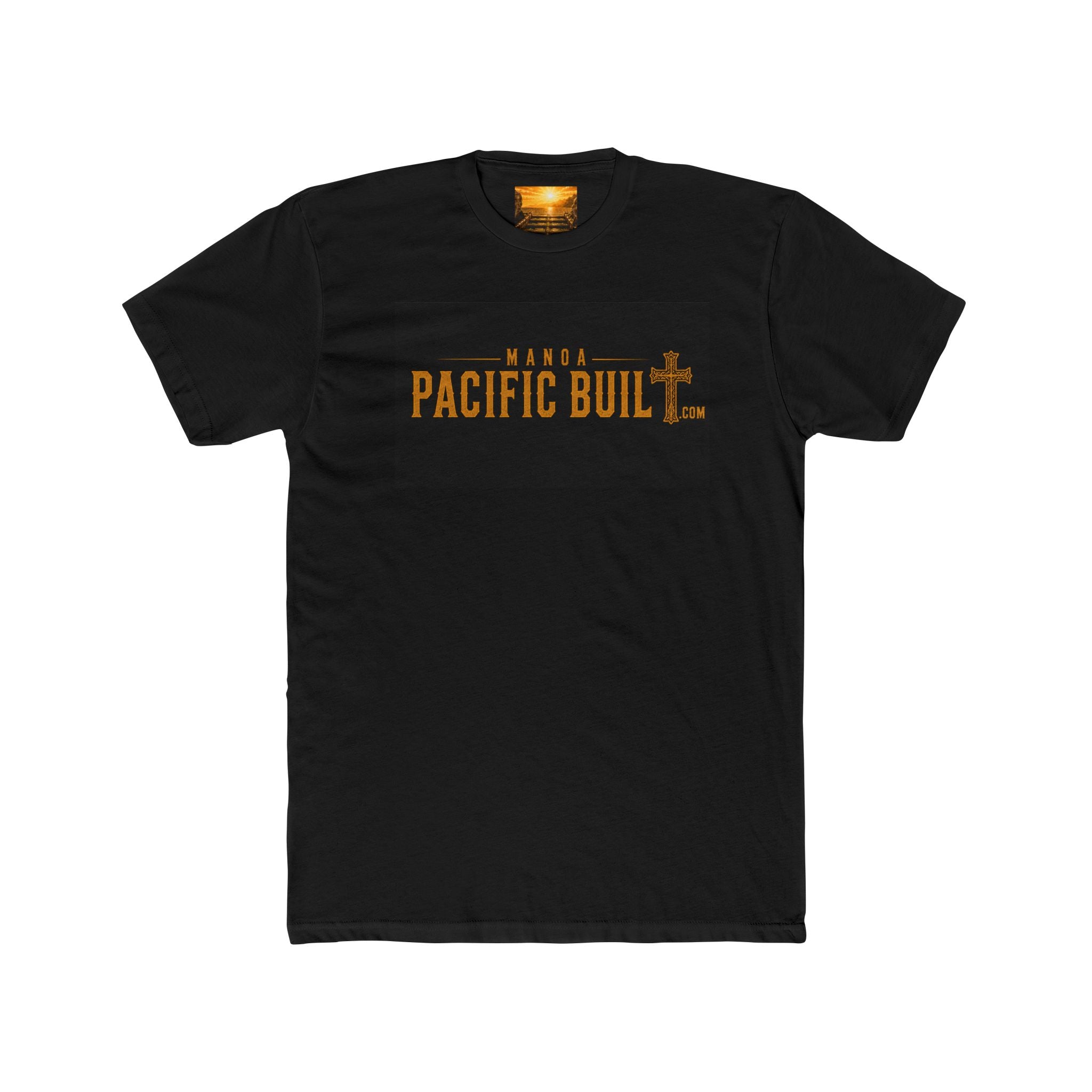 Pacific Built Cross Tee — Christian Surf & Shore Graphic T-Shirt